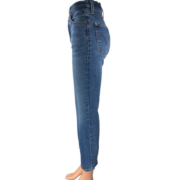 Levi's Ribcage Straight Women's Blue High Waisted Cropped Denim Jeans Size 26 - Picture 2 of 6